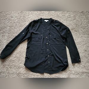 Calvin Klein Black Button-Up Shirt with Gold Accents